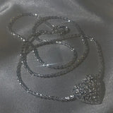 925 Silver Heart Necklace Chain Choker for Women Fine Jewelry