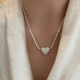 925 Silver Heart Necklace Chain Choker for Women Fine Jewelry