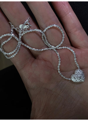 925 Silver Heart Necklace Chain Choker for Women Fine Jewelry