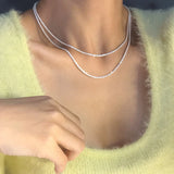 925 Silver Clavicle Chain Necklace Sparkling Choker for Women