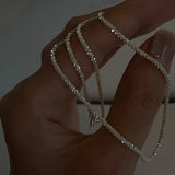 925 Silver Clavicle Chain Necklace Sparkling Choker for Women
