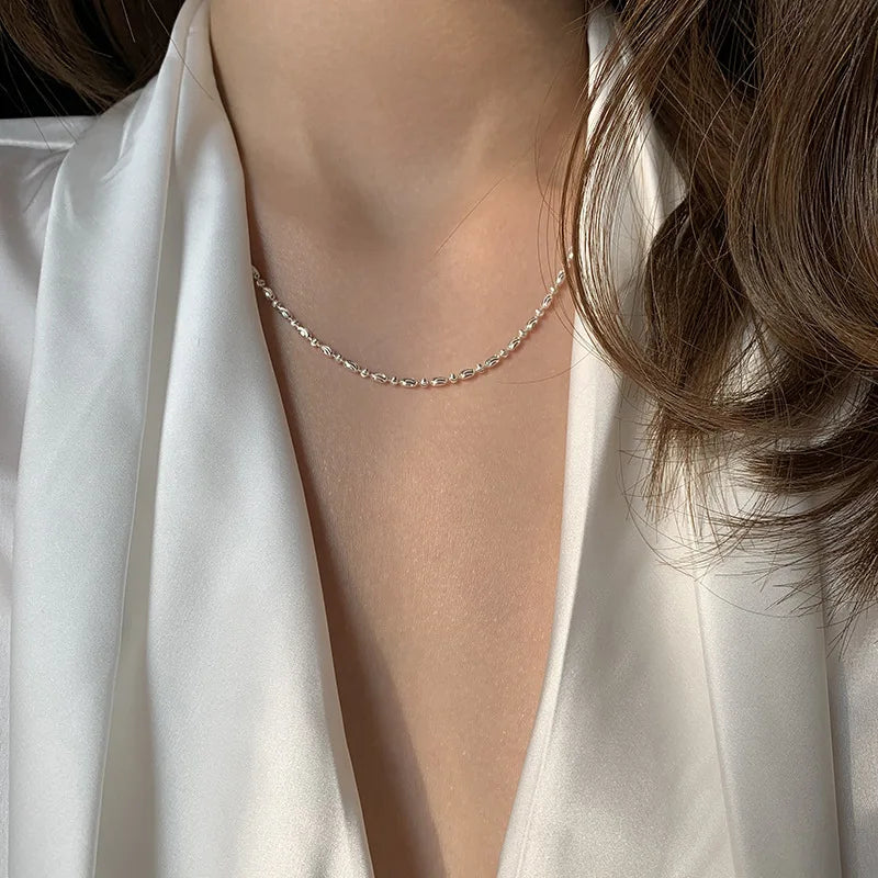 925 Silver Chain Choker Necklace for Women