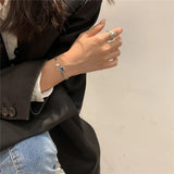925 Silver Crystal Bracelet Geometric Charm Women Gift