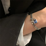 925 Silver Crystal Bracelet Geometric Charm Women Gift
