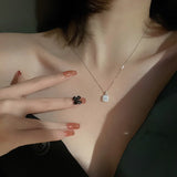 925 Silver Square Necklace Zircon Pendant Choker Women Gift