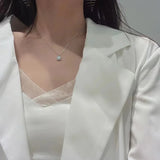 925 Silver Square Necklace Zircon Pendant Choker Women Gift