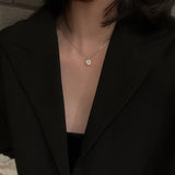 925 Silver Square Necklace Zircon Pendant Choker Women Gift