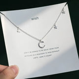 925 Sterling Silver Star Necklace Charm Zirconia Moon Pendant Choker