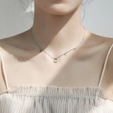 925 Sterling Silver Star Necklace Charm Zirconia Moon Pendant Choker