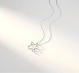925 Silver Star Crystal Necklace Fine Jewelry Birthday Gift