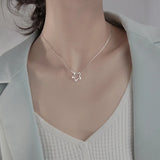 925 Silver Star Crystal Necklace Fine Jewelry Birthday Gift