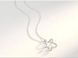 925 Silver Star Crystal Necklace Fine Jewelry Birthday Gift