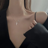 925 Silver T Necklace Zirconia Letter T Pendant Choker Party Gift