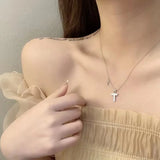 925 Silver T Necklace Zirconia Letter T Pendant Choker Party Gift
