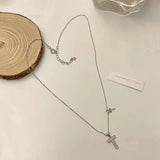 925 Silver T Necklace Zirconia Letter T Pendant Choker Party Gift