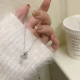 925 Silver T Necklace Zirconia Letter T Pendant Choker Party Gift
