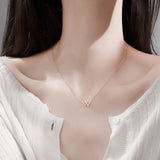 925 Sterling Silver W Necklace Geometric Shape Pendant Letter Choker