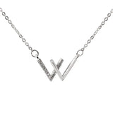 925 Sterling Silver W Necklace Geometric Shape Pendant Letter Choker