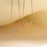 925 Sterling Silver W Necklace Geometric Shape Pendant Letter Choker