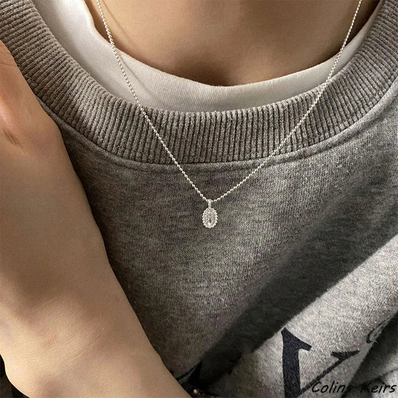925 Silver Water drop Necklace For Women Fine Jewelry Gift