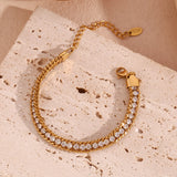 Stainless Steel Bead Chain Bracelet with Zircon