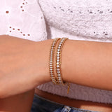 Stainless Steel Bead Chain Bracelet with Zircon