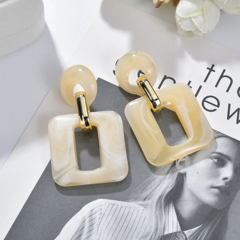 Acetic Acid Drop Earrings Resin Large Square Geometric Acrylic Jewelry
