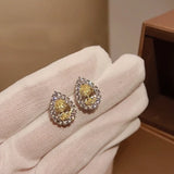 925 Silver Women's Wedding Water Drop Stud Earrings