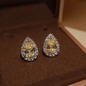 925 Silver Women's Wedding Water Drop Stud Earrings