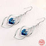 925 Silver Crystal Dangle Earrings For Women Wedding Party