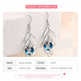 925 Silver Crystal Dangle Earrings For Women Wedding Party