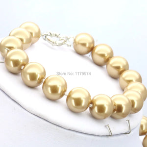 Gold Glass Round Pearl Beads Bracelet Jewelry Making
