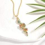 Boho Rainbow Zircon Snake Necklace Pendant Women's Jewelry