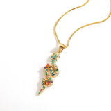 Boho Rainbow Zircon Snake Necklace Pendant Women's Jewelry