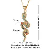 Boho Rainbow Zircon Snake Necklace Pendant Women's Jewelry