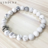 Crown Charm Bracelet Natural Howlite J-asper Beads for Women