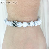 Crown Charm Bracelet Natural Howlite J-asper Beads for Women