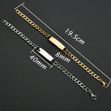 Men's Letter Bar Chain Bracelet Stainless Steel Adjustable Engraving Name Bangle