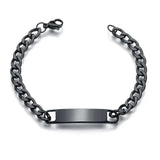 Letter Bar Chain Bracelet For Men Engraving Name Bangle