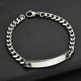 Letter Bar Chain Bracelet For Men Engraving Name Bangle
