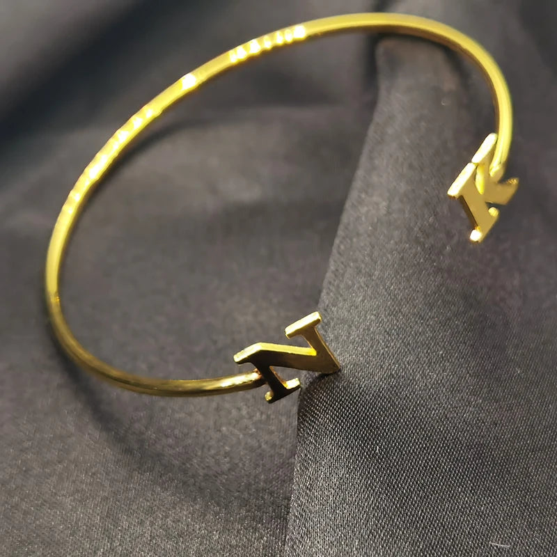 Personalized Initials Letter Bracelet for Couples Adjustable Jewelry