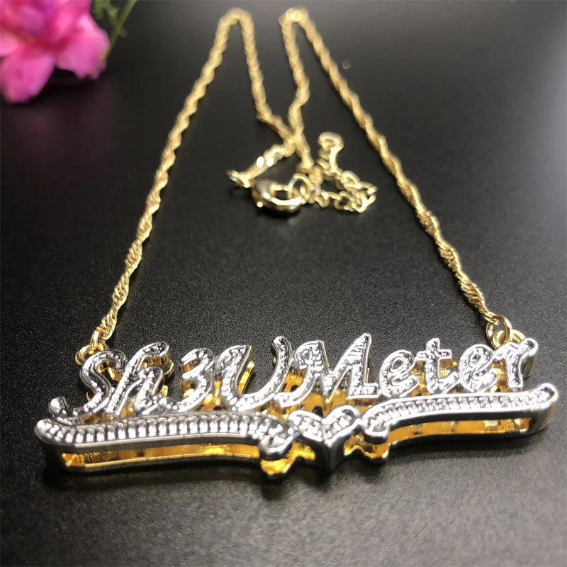 Personalized Double Layer Name Necklace Plated Choker For Women
