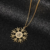 Personalized Initials Pendant Choker Necklace - Stainless Steel Snowflake