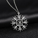 Personalized Initials Pendant Choker Necklace - Stainless Steel Snowflake