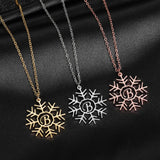Personalized Initials Pendant Choker Necklace - Stainless Steel Snowflake