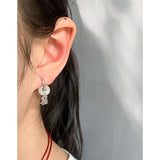 Chinese Jade Fu Ruyu Earrings 925 Sterling Silver