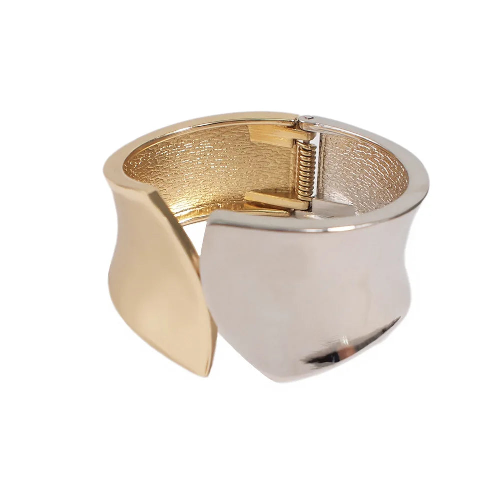 Patchwork Asymmetric Alloy Bangles for Women Arm Cuff Bracelet