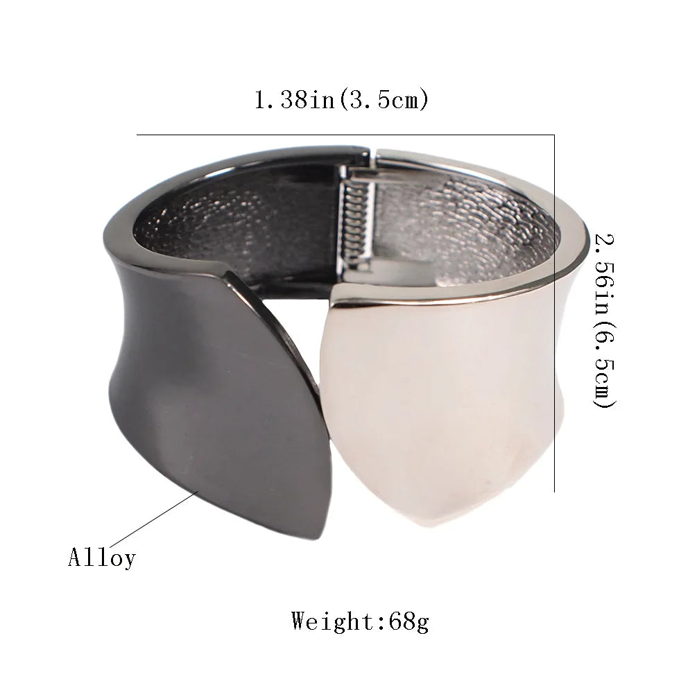 Patchwork Asymmetric Alloy Bangles for Women Arm Cuff Bracelet