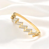 Double Layer Zircon Bracelet Open Bangle Delicate Jewelry