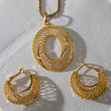 Dubai 18K Plating Jewelry Set for Women Large Drop Earrings and Pendant